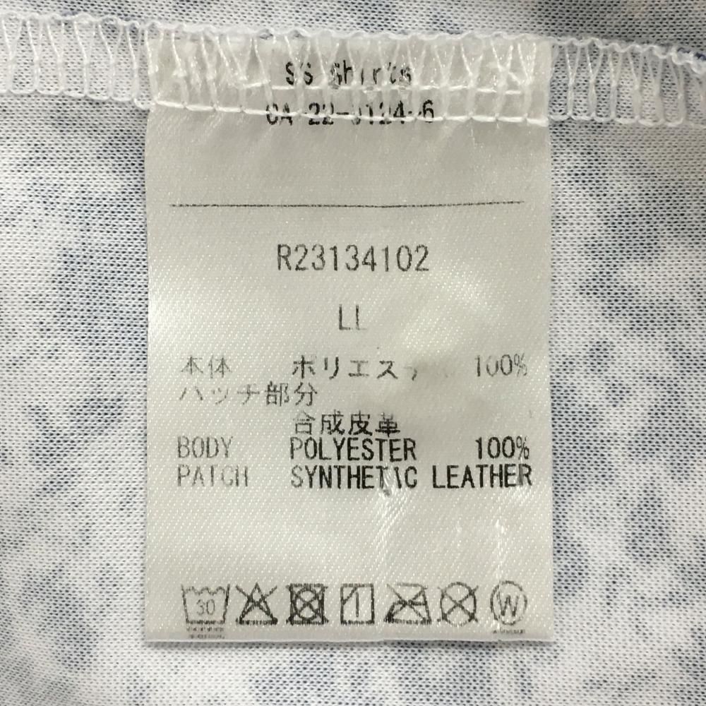 【超美品】キャロウェイ レッドレーベル 半袖ポロシャツ 白×ネイビー 小花柄 胸ロゴ刺しゅう メンズ LL ゴルフウェア Callaway