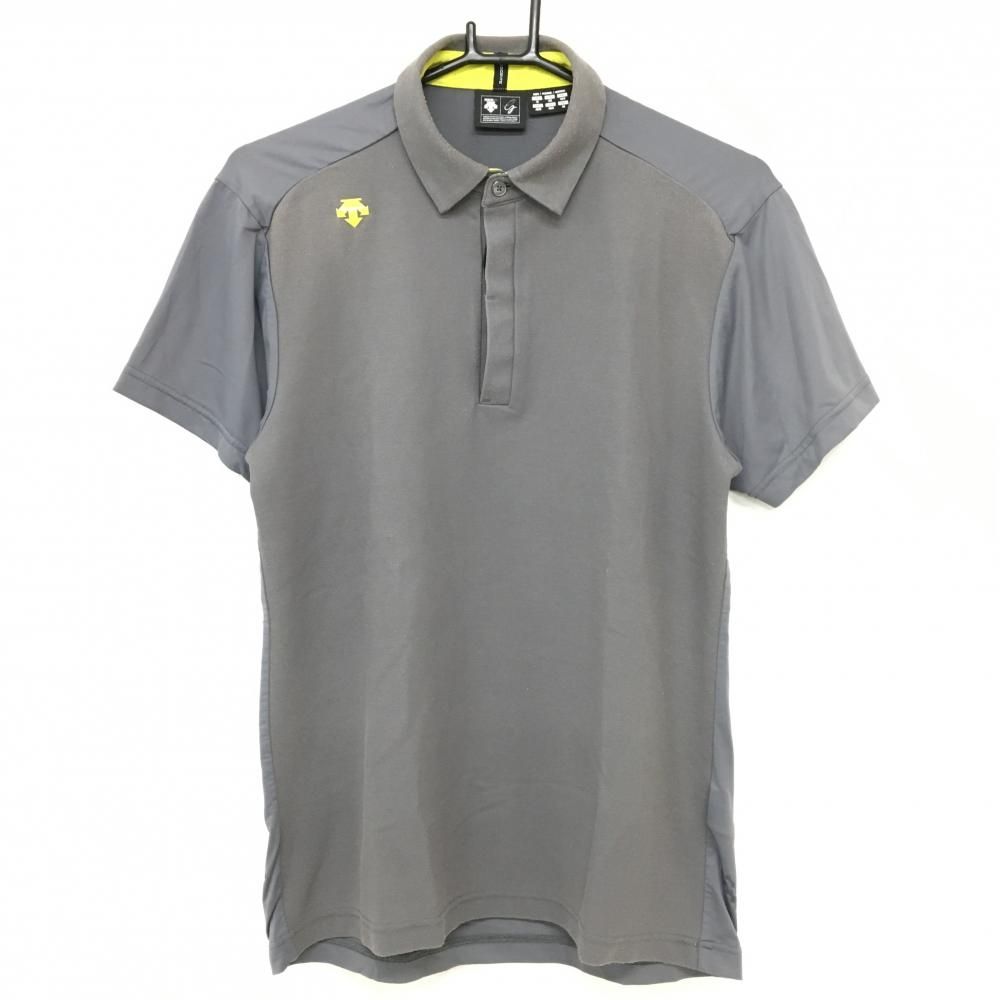 【けんけん】 DESCENTE GOLF ポロシャツ Oサイズ グレー デサントゴルフ 半袖ポロシャツ グレー 異素材 背面ナイロン混 メンズ