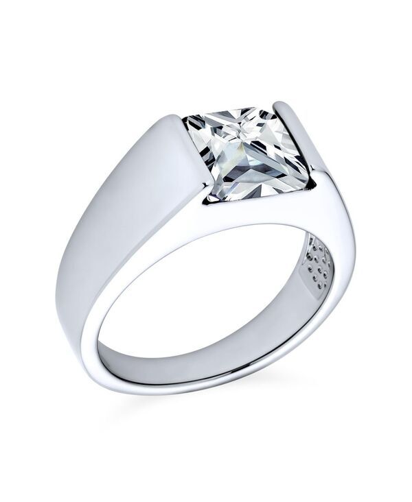 ブリング レディース アクセサリー Bling Jewelry Traditional Clear Cubic Zirconia CZ Square Solitaire Ring Pinky Ring