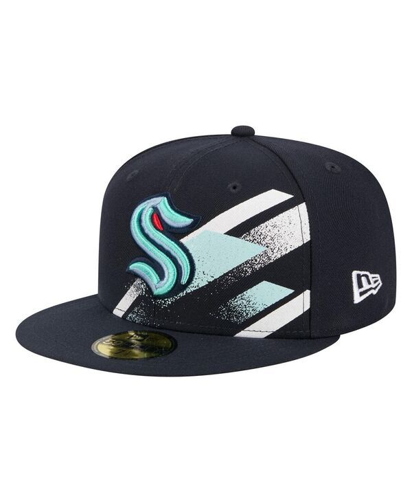 ニューエラ メンズ アクセサリー 帽子 New Era Mens Deep Sea Blue Seattle Kraken Faded Lines 59FIFTY Fitted Hat Navy ネイ