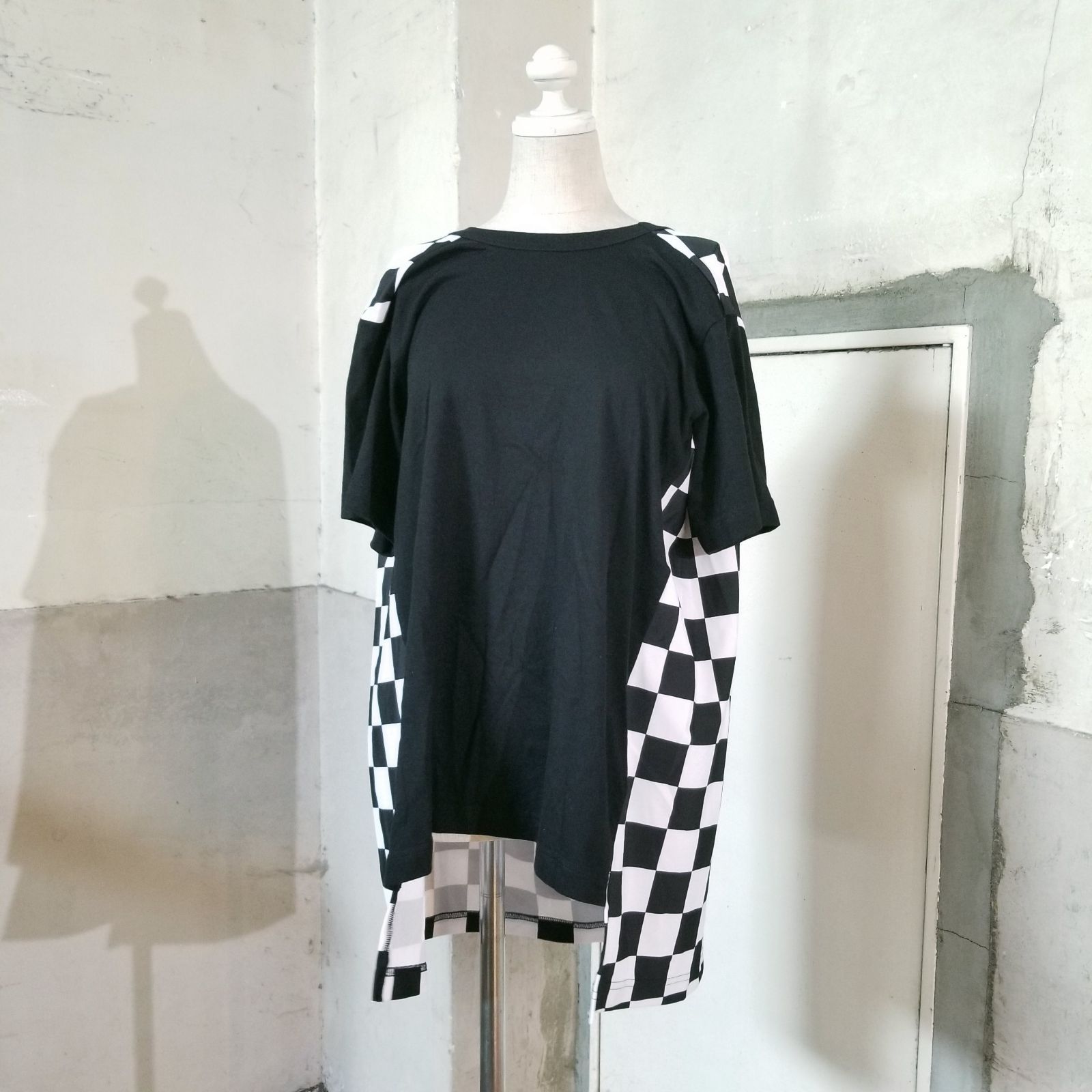 COMME des GARCONS 21aw チェッカーフラッグ切替 変形カットソー M