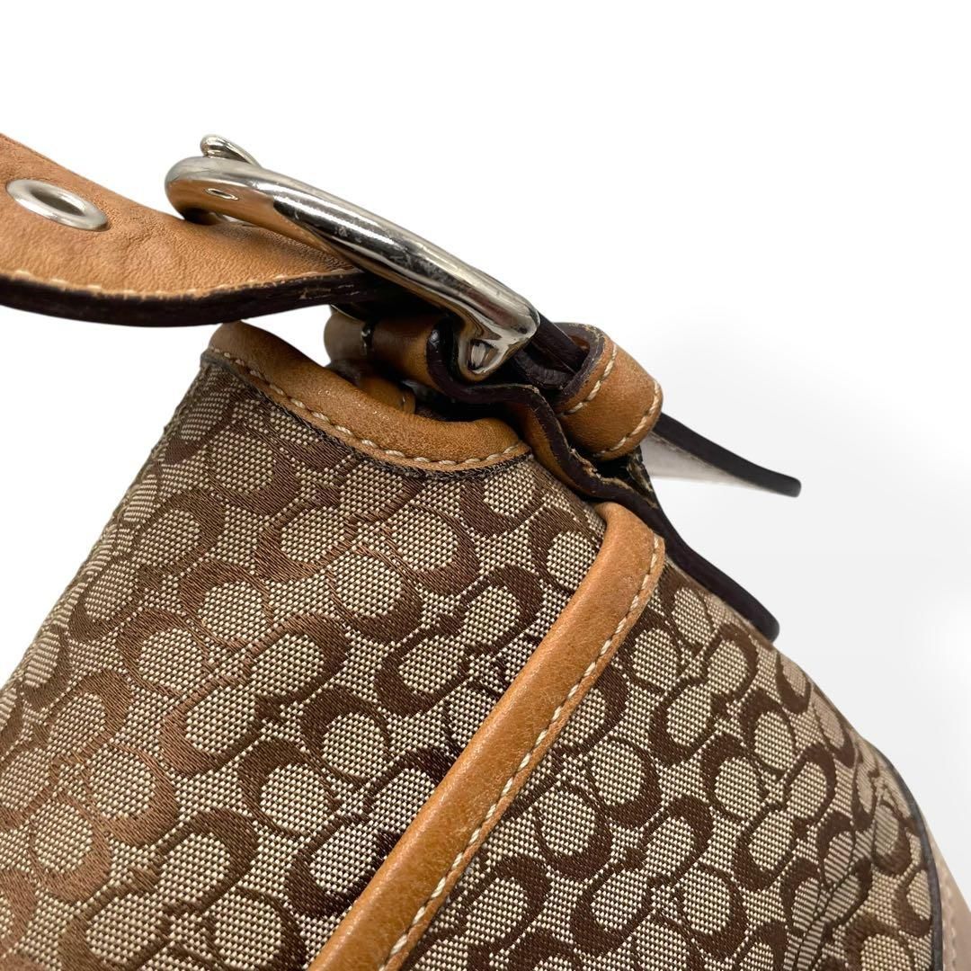美品 COACH コーチ ショルダーバッグ ソーホー ブラウン シグネチャー