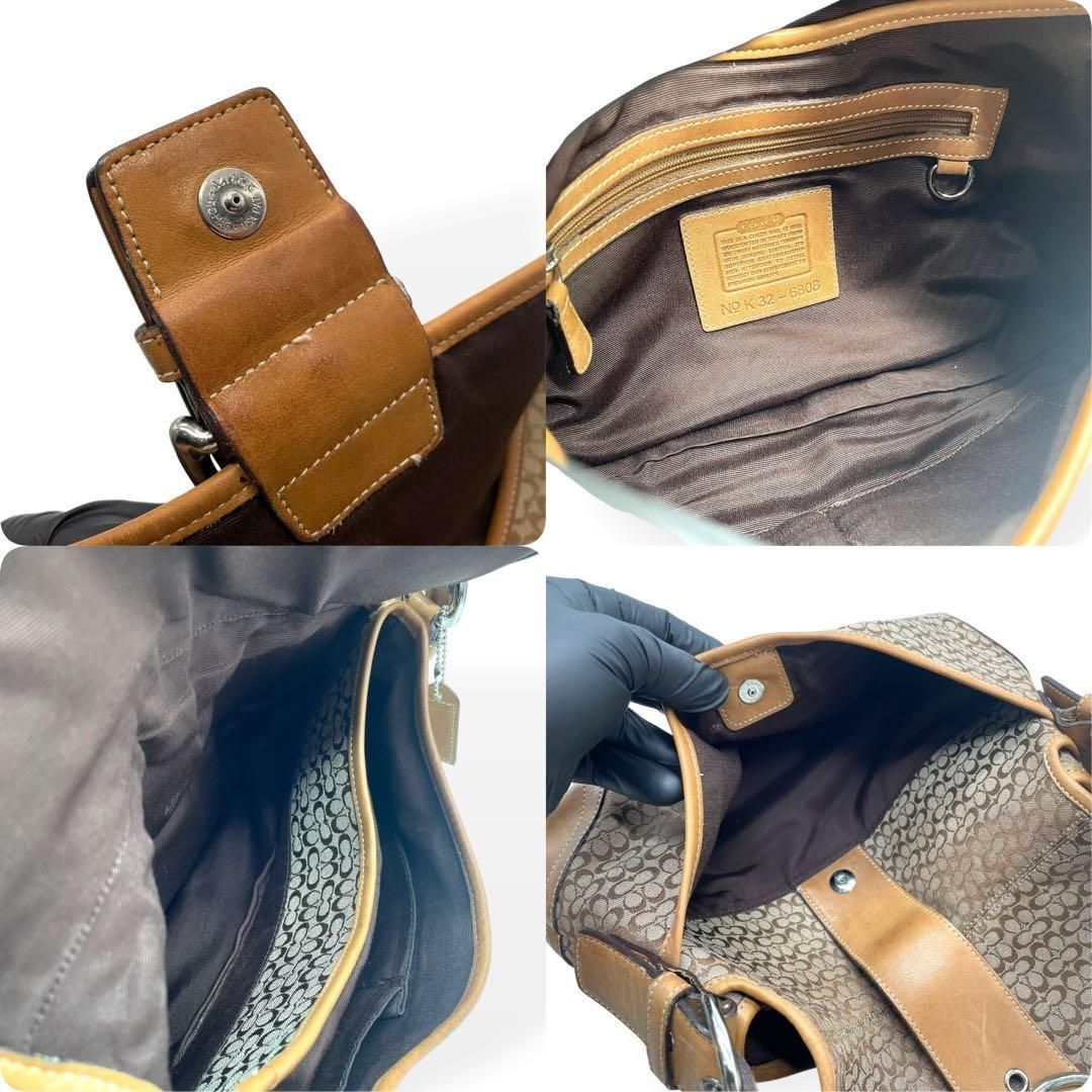 美品 COACH コーチ ショルダーバッグ ソーホー ブラウン シグネチャー