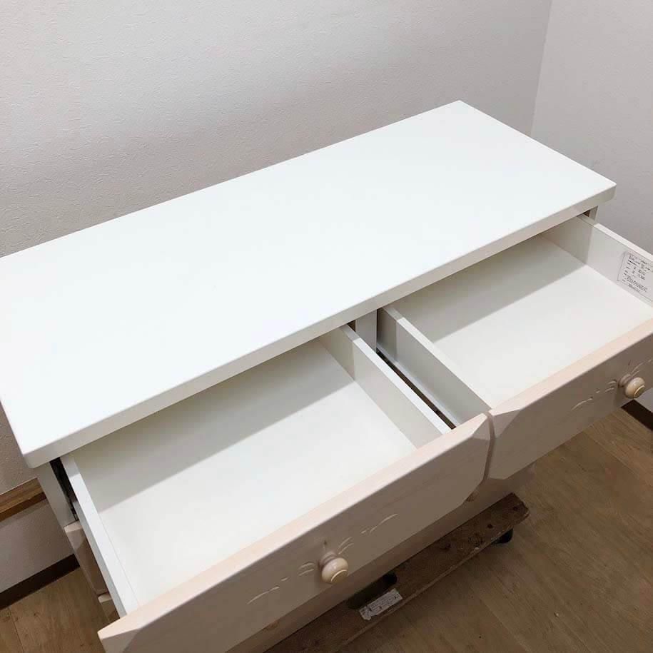 ss8896 【中古】 チェスト 4段 引出5杯 ホワイト×ナチュラル 幅104.5cm 