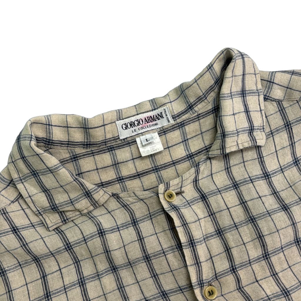ジョルジオアルマーニリネンシャツM39 イタリヤ製美品 90年代 イタリア製 GIORGIO ARMANI ジョルジオ アルマーニ 長袖リネン