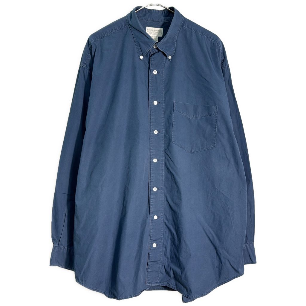 90年代 Banana Republic バナナリパブリック ボタンダウンシャツ ブルー(メンズ L)中古 古着 Y5492