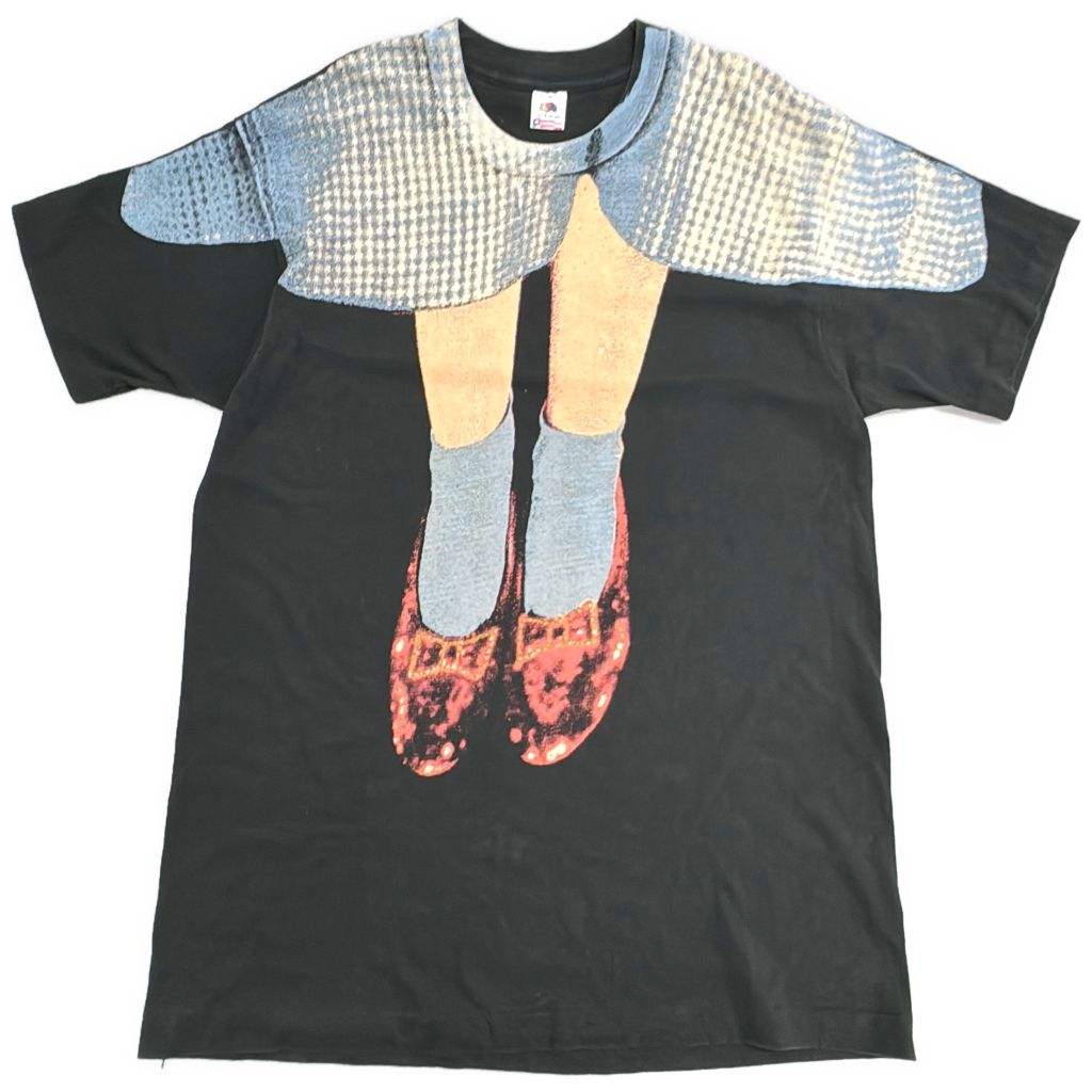 90年代 USA製 Wizard Of Oz オズの魔法使い 騙し絵Ｔシャツ ムービー ブラック(メンズ L)中古 古着 Y5509