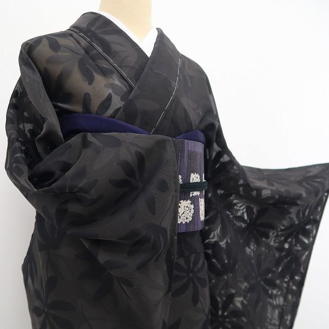 新品・夏小紋】紋紗 モノトーン 夏着物 正絹 仕付け糸付 tomihisa