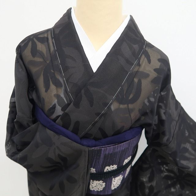 ハナハナ新品 紋紗 水玉 夏着物 正絹 仕付け糸付 トール お召 5966 新品・夏小紋】紋紗 モノトーン 夏着物 正絹 仕付け糸付 tomihisa
