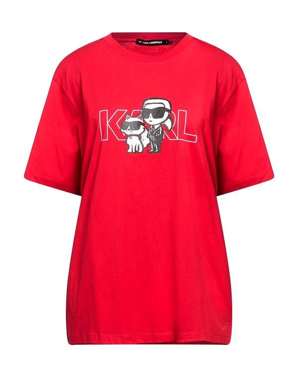 カール ラガーフェルド レディース トップス Tシャツ KARLAGERFELD Red レッド