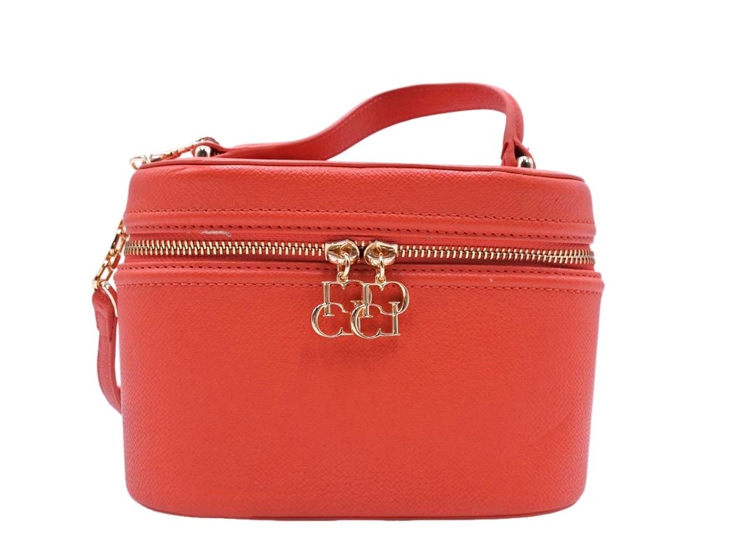 CELFORD セルフォード フェイクレザー ミラー付き ジップアップ 2WAY ショルダー ハンド バッグ オレンジ ■■◎レディース 7,238円