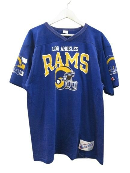 チャンピオン CHAMPION 80s フットボールTシャツ トリコタグ USA製 LOS ANGELES RAMS ブルー L