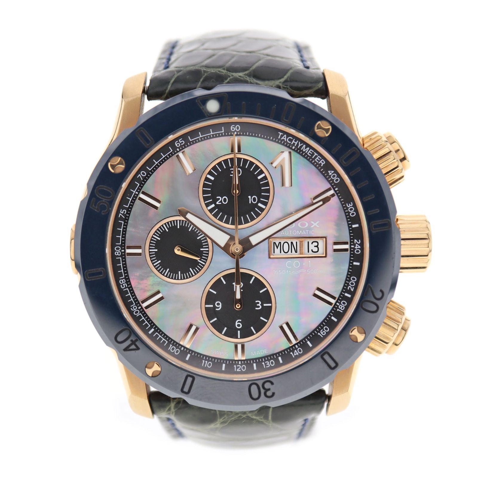 【中古】EDOX エドックス 01122-37RBU3-NANIR-L クロノオフショア1 クロノグラフ オートマティック リミテッドエディション 世界150本限定 メンズ 腕時計 ブラックシェル