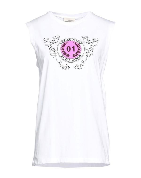 セミクチュール レディース トップス Tシャツ SEMICOUTURE White ホワイト