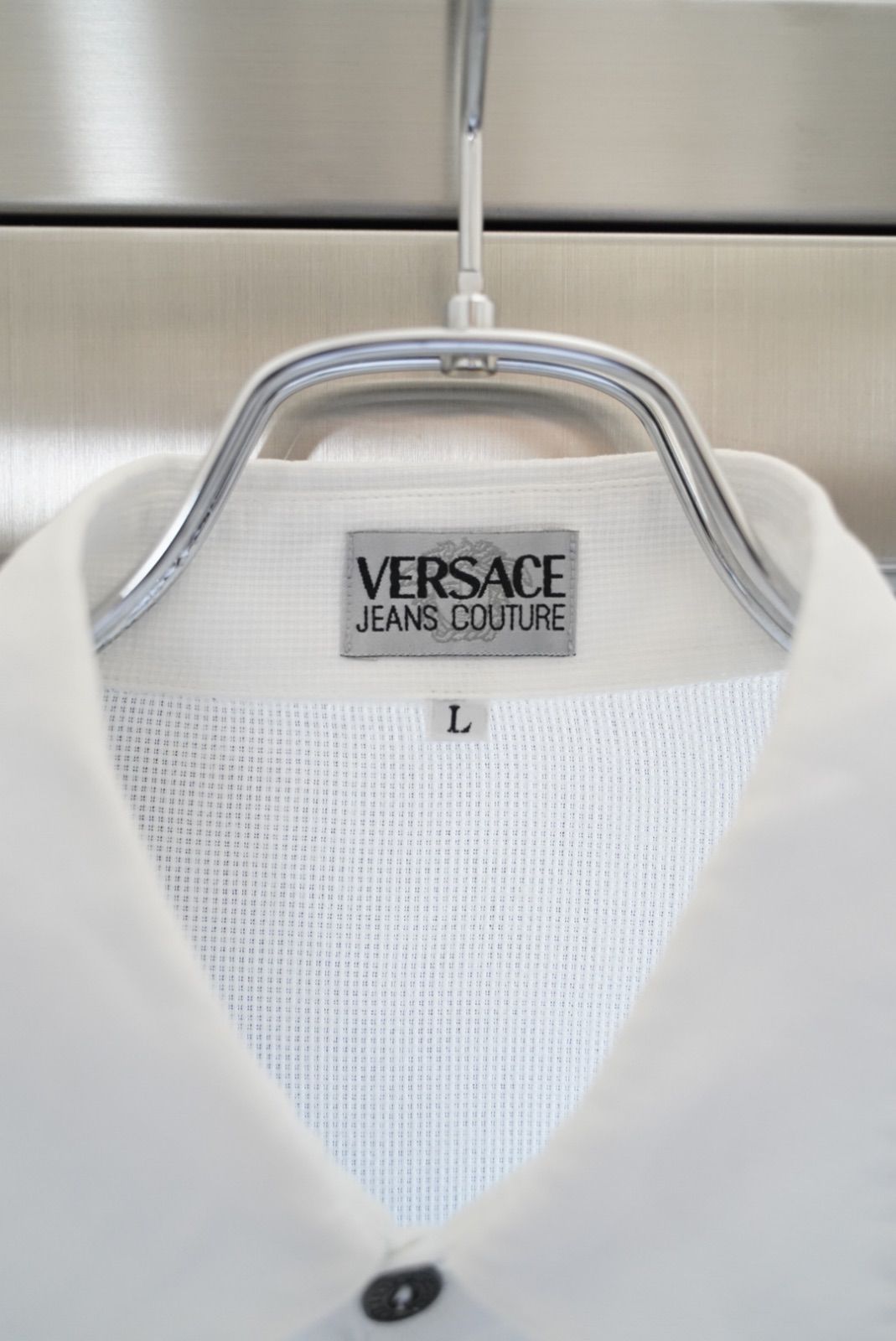 90s VERSACE JEANS COUTURE cotton White shirt ベェルサーチ ハイ