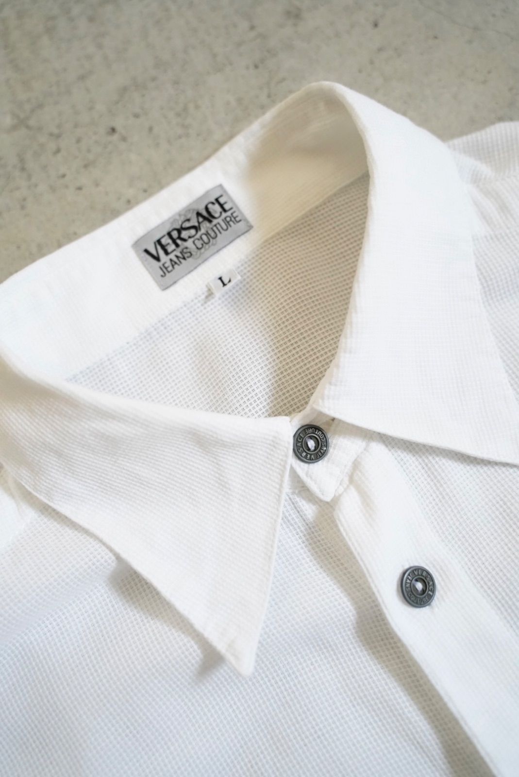 90s VERSACE JEANS COUTURE cotton White shirt ベェルサーチ ハイ