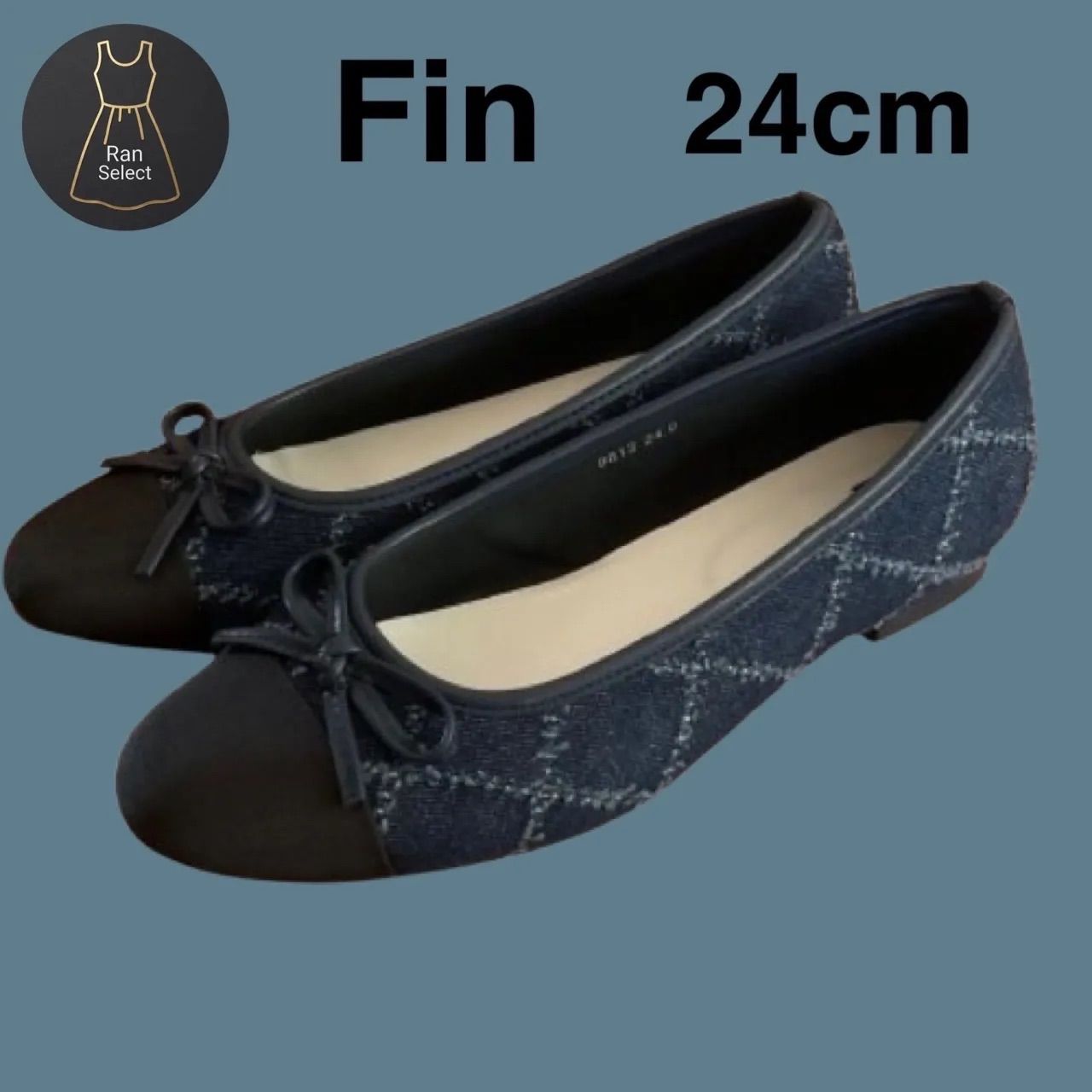 Fin フィン デニムリボン パンプス フラットシューズ 24cm - メルカリ