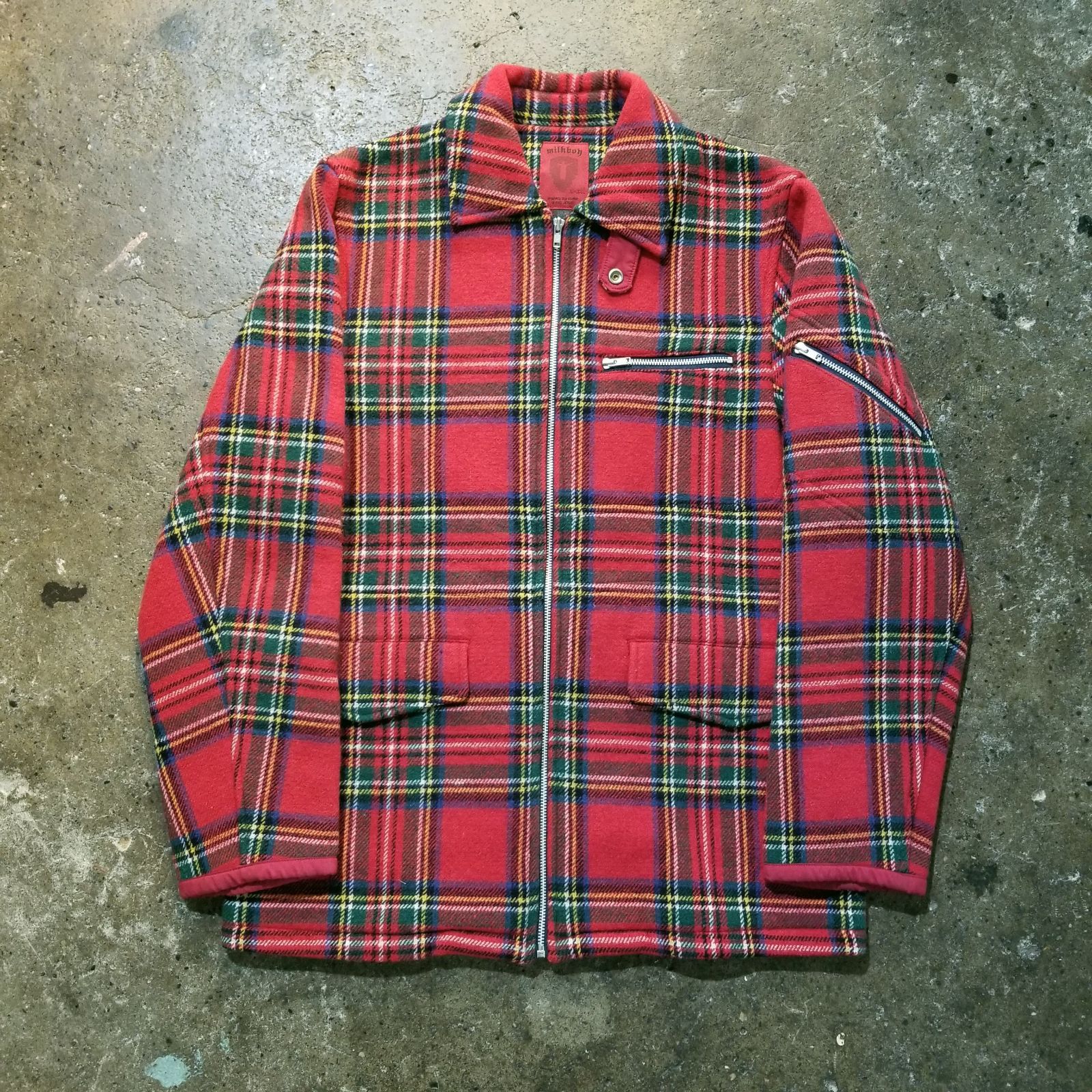 MILKBOY 90s タータンチェック ジップアップコート M ミルクボーイ