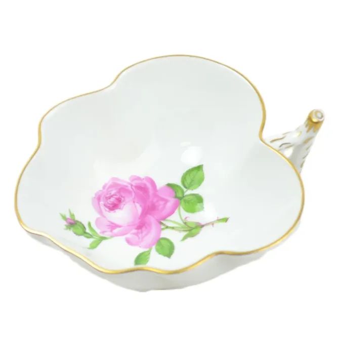マイセン Meissen マイセンのバラ ローズ ピンク リーフ 葉形 ミニ ディッシュ ボウル プレート 小物入れ 豆皿 小皿