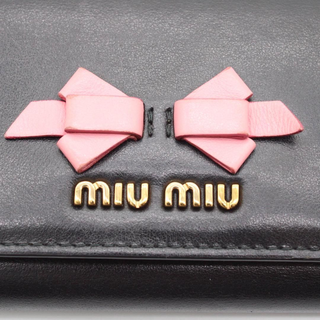 miumiu リボン コンパクトウォレット ミニ 三つ折り財布 レザー