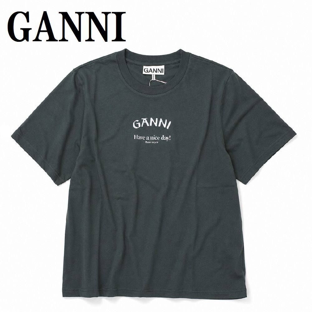 ガニー GANNI T3590 490 VOLCANIC ASH XS S M L XL Tシャツ 半袖 ロゴ プリント おしゃれ ウィメンズ レディース ヴォルカニック アッシュ 11,692円