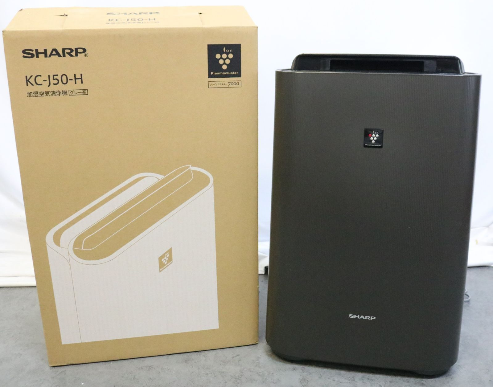 【ト足】SHARP シャープ 加湿空気清浄機 KC-J50-H プラズマクラスター グレー系 通電OK 2020年製 家電 箱付き CO0M07008