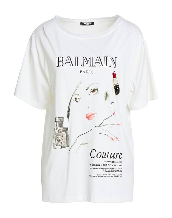 バルマン レディース トップス Tシャツ BALMAIN White ホワイト