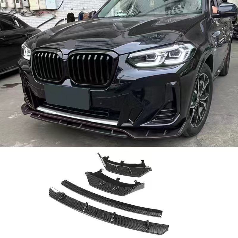 BMW X3 X4 iX3 G01 G02 2021-2023年対応 フロントリップスポイラー ABS製 ブラック カーボン調 外装アクセントパーツ