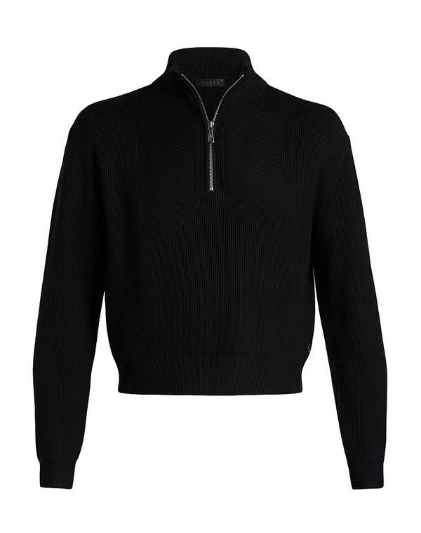 ゲス レディース アウター カーディガン ファスナー付きニット GUESS Black ブラック