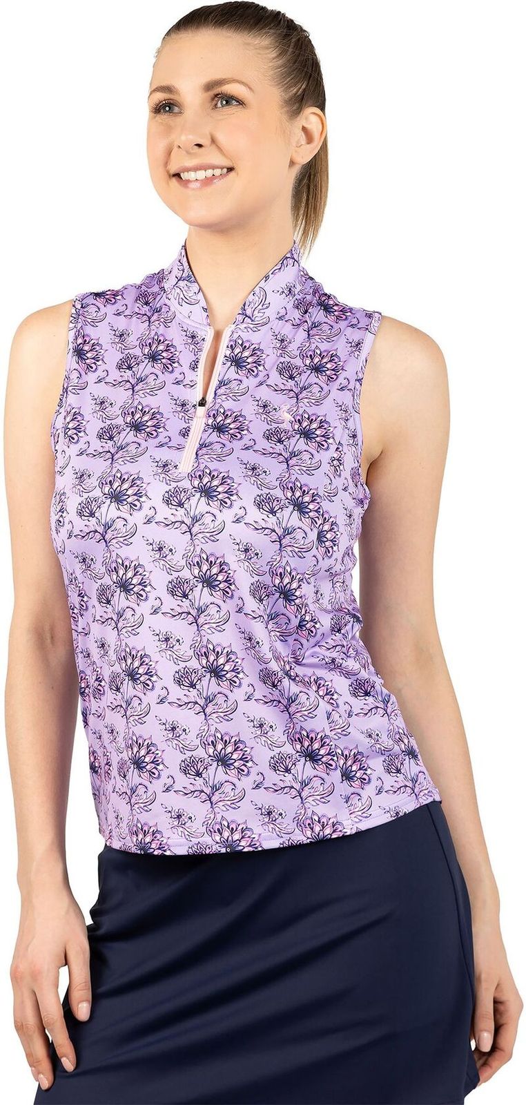 テーラーバード レディース トップス ポロシャツ ハーフジップ フラワー柄 ノースリーブ フラワー TailorByrd Womens Floral Sleeveless Quarter Zipolo