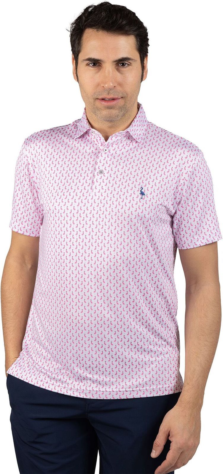 テーラーバード メンズ トップス ポロシャツ TailorByrd Mens Flamingos Performance Polo Pink ピンク