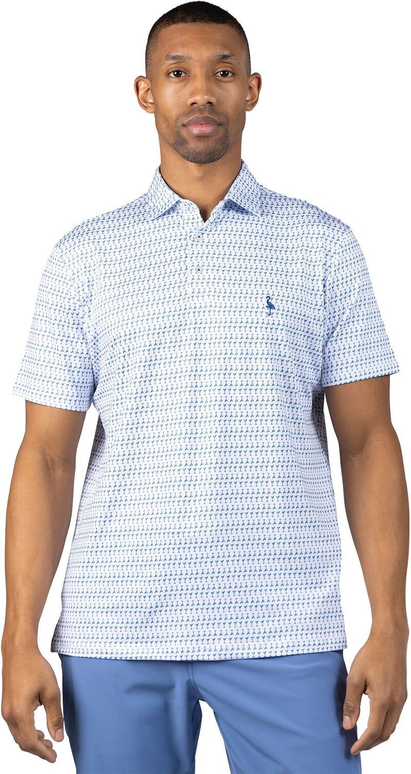 テーラーバード メンズ トップス ポロシャツ TailorByrd Mens Martini Glasses Performance Polo White ホワイト