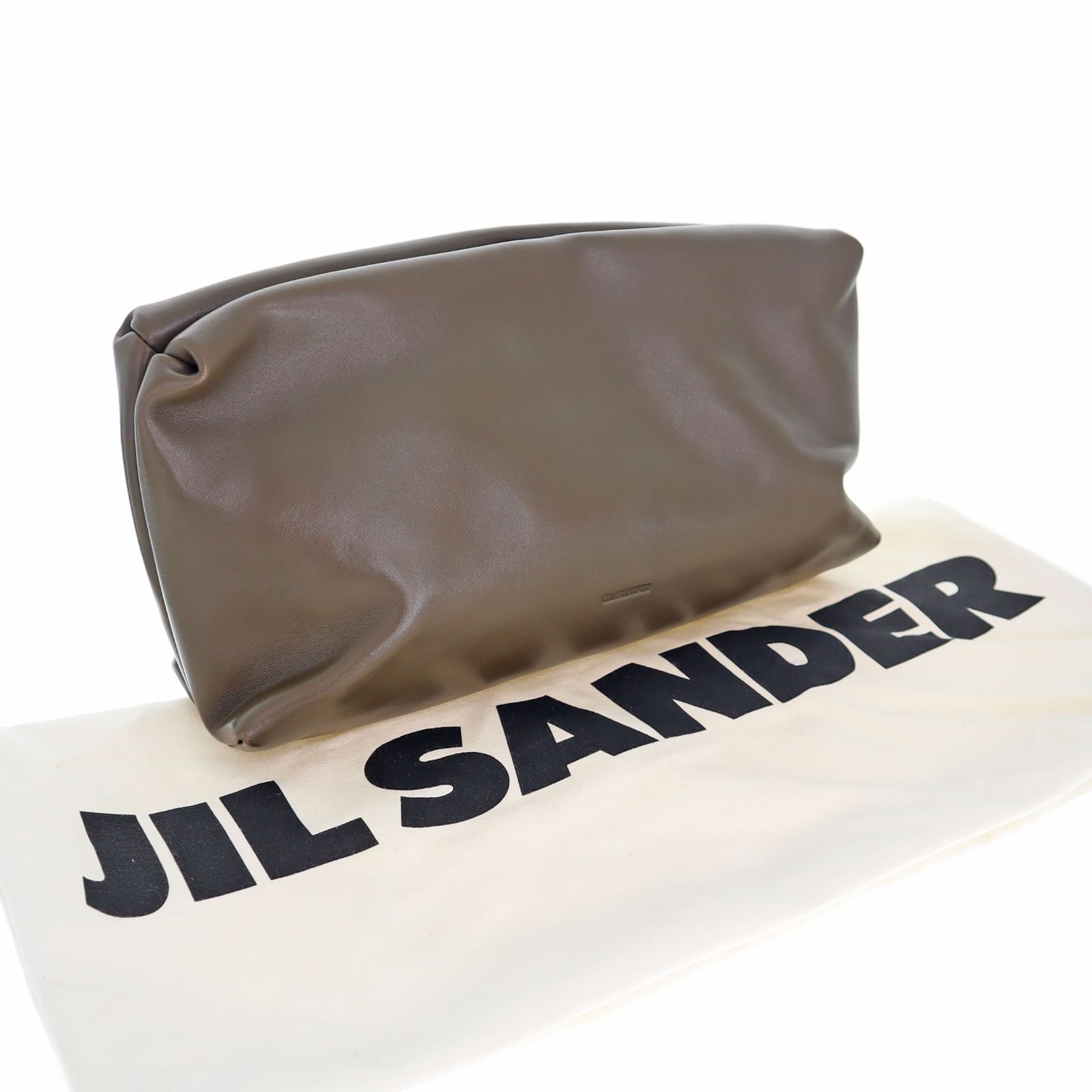 中古】 JILSANDER ジルサンダー スクエアクラッチバッグ レザー