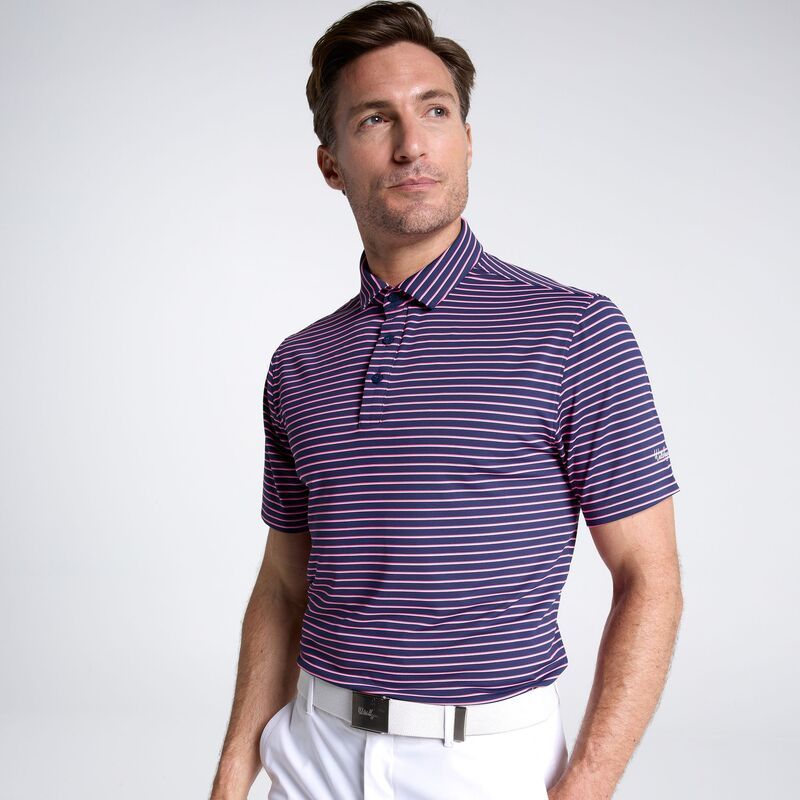 ウォルターヘーゲン メンズ トップス ポロシャツ Walter Hagen Mens Performance 11 Classic TriStripe Golf Polo NavyPinkWhite 17,266円