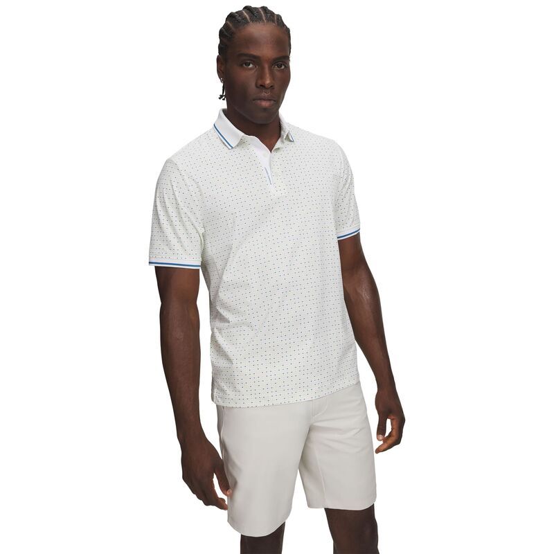 アンダーアーマー メンズ トップス ポロシャツ プリント Under Armour Mens UArmourDry Print Rib Golf Polo WhiteGreen CitrineAege