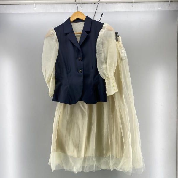 【中古】AMERI PEPLUM LINE CHIFFON SKIRT セットアップ ネイビー S アメリ[24][240024565375]