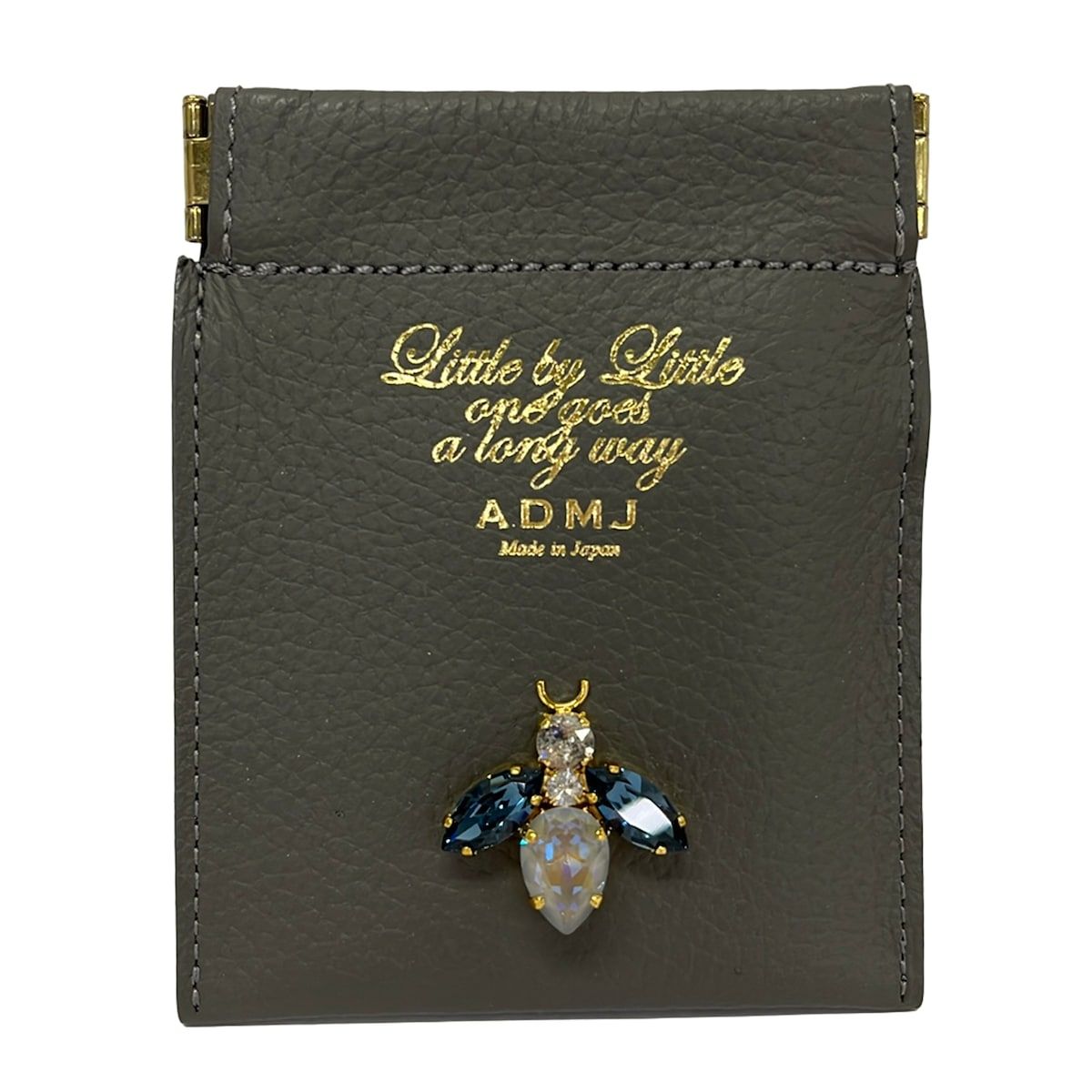 AccessoiresDeMademoiselle(ADMJ)(アクセソワ・ドゥ・マドモワゼル) カードケース美品 - グレー×ネイビー×クリア ビジュー レザー