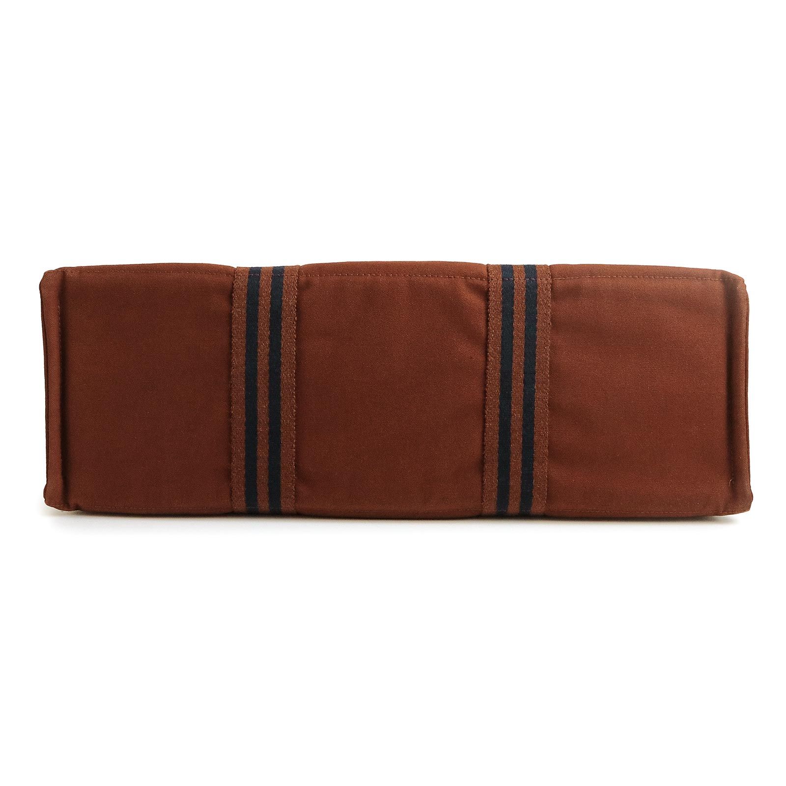 エルメス フールトゥ GM コットンキャンバス ブラウン ネイビー トート ハンドバッグ シルバー金具 HERMES（中古）