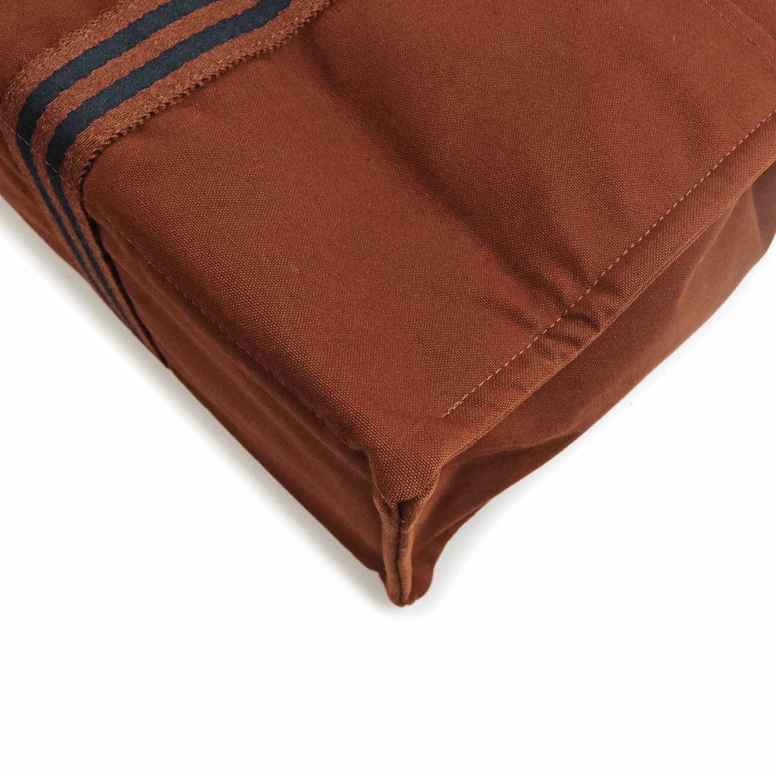 エルメス フールトゥ GM コットンキャンバス ブラウン ネイビー トート ハンドバッグ シルバー金具 HERMES（中古）
