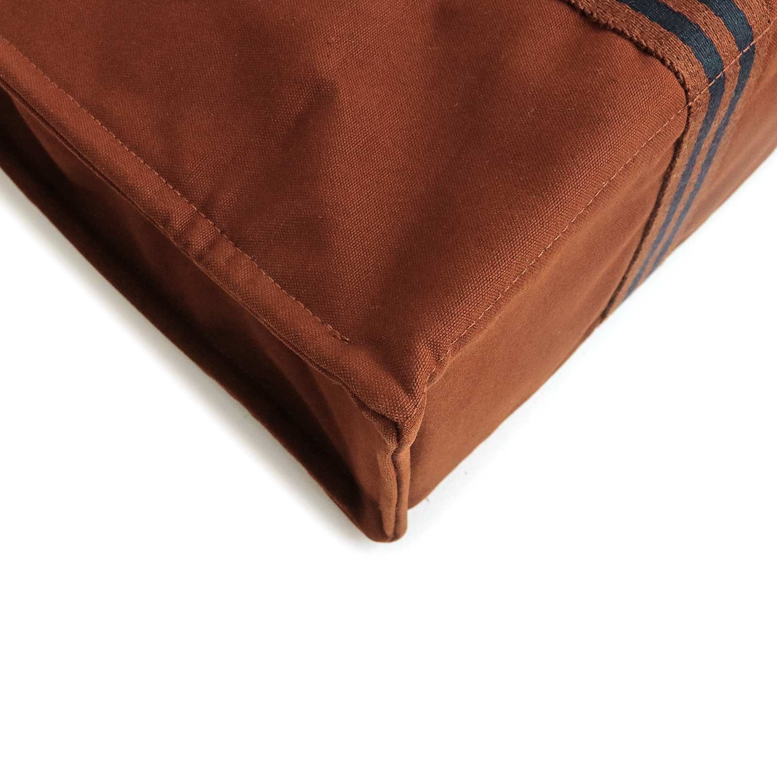 エルメス フールトゥ GM コットンキャンバス ブラウン ネイビー トート ハンドバッグ シルバー金具 HERMES（中古）