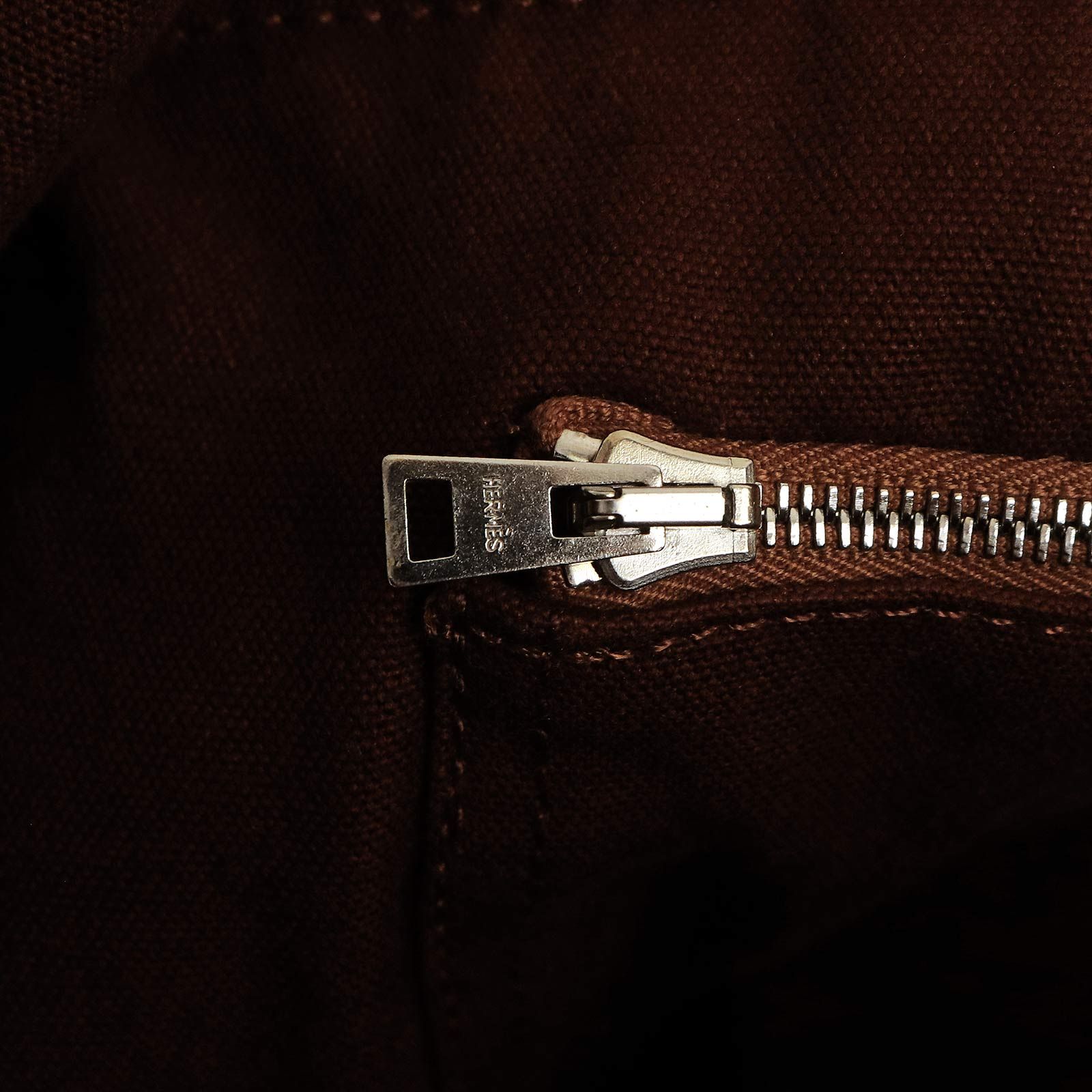 エルメス フールトゥ GM コットンキャンバス ブラウン ネイビー トート ハンドバッグ シルバー金具 HERMES（中古）