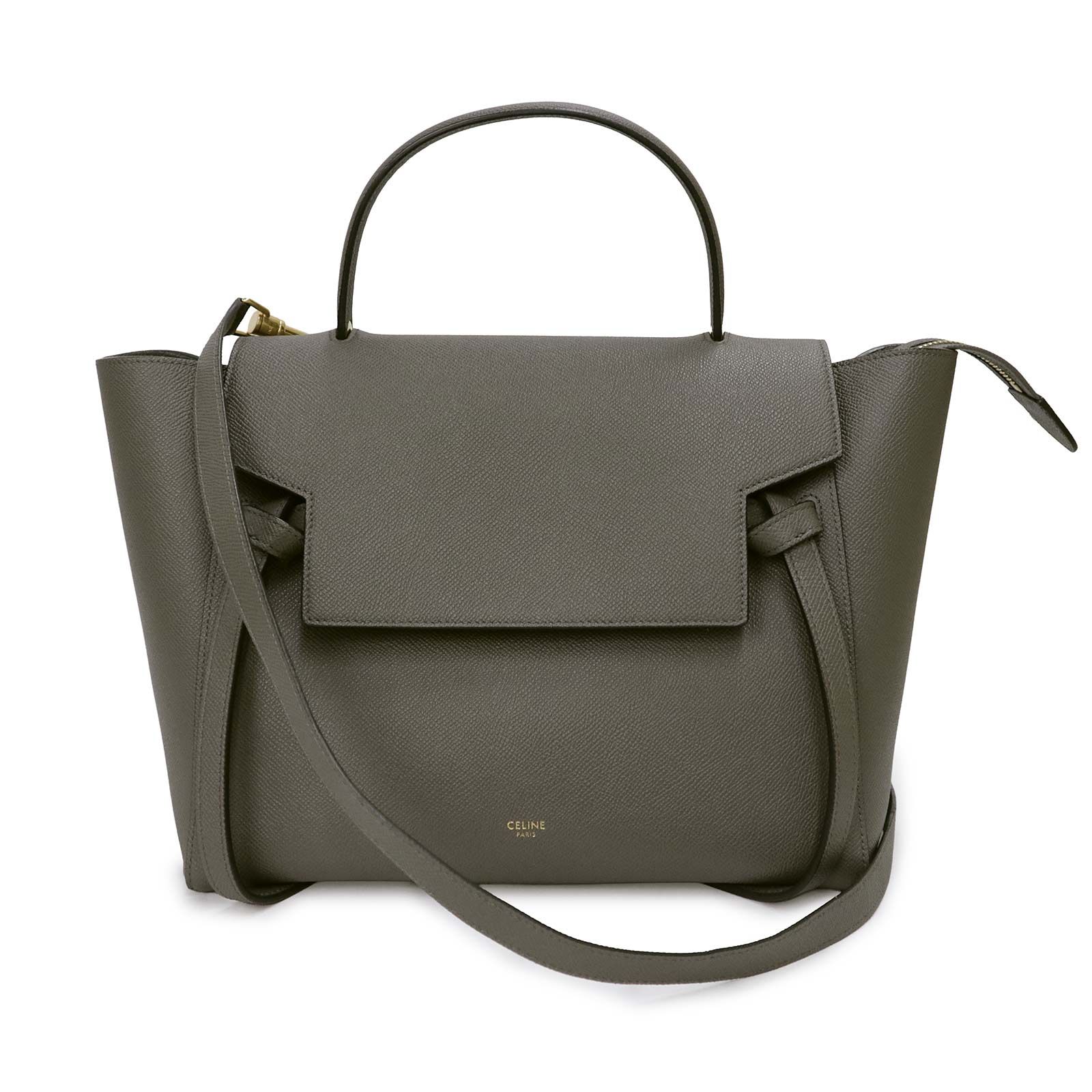 セリーヌ 189103ZVA ベルトバッグ ミニ 2Way ショルダー グレインドカーフスキン グレー ハンドバッグ レザー ゴールド金具 CELINE（未使用　展示品）