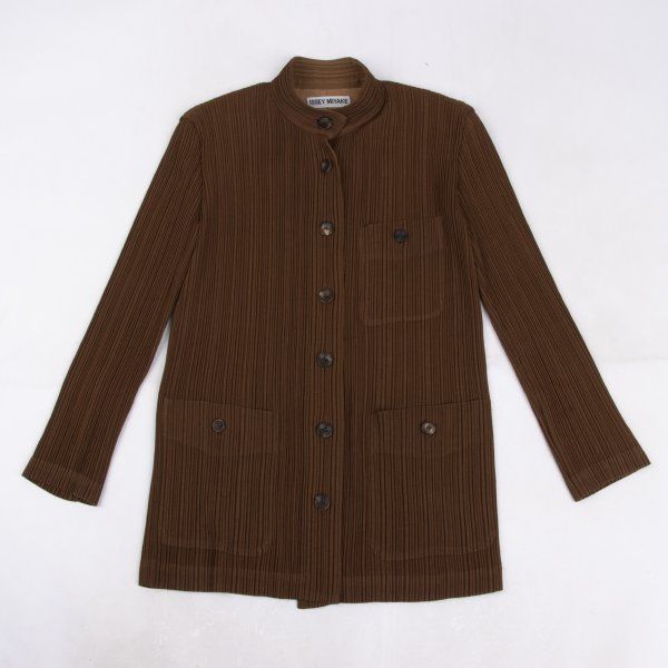 イッセイミヤケISSEY MIYAKE プリーツマオカラージャケット 茶M 5,680円