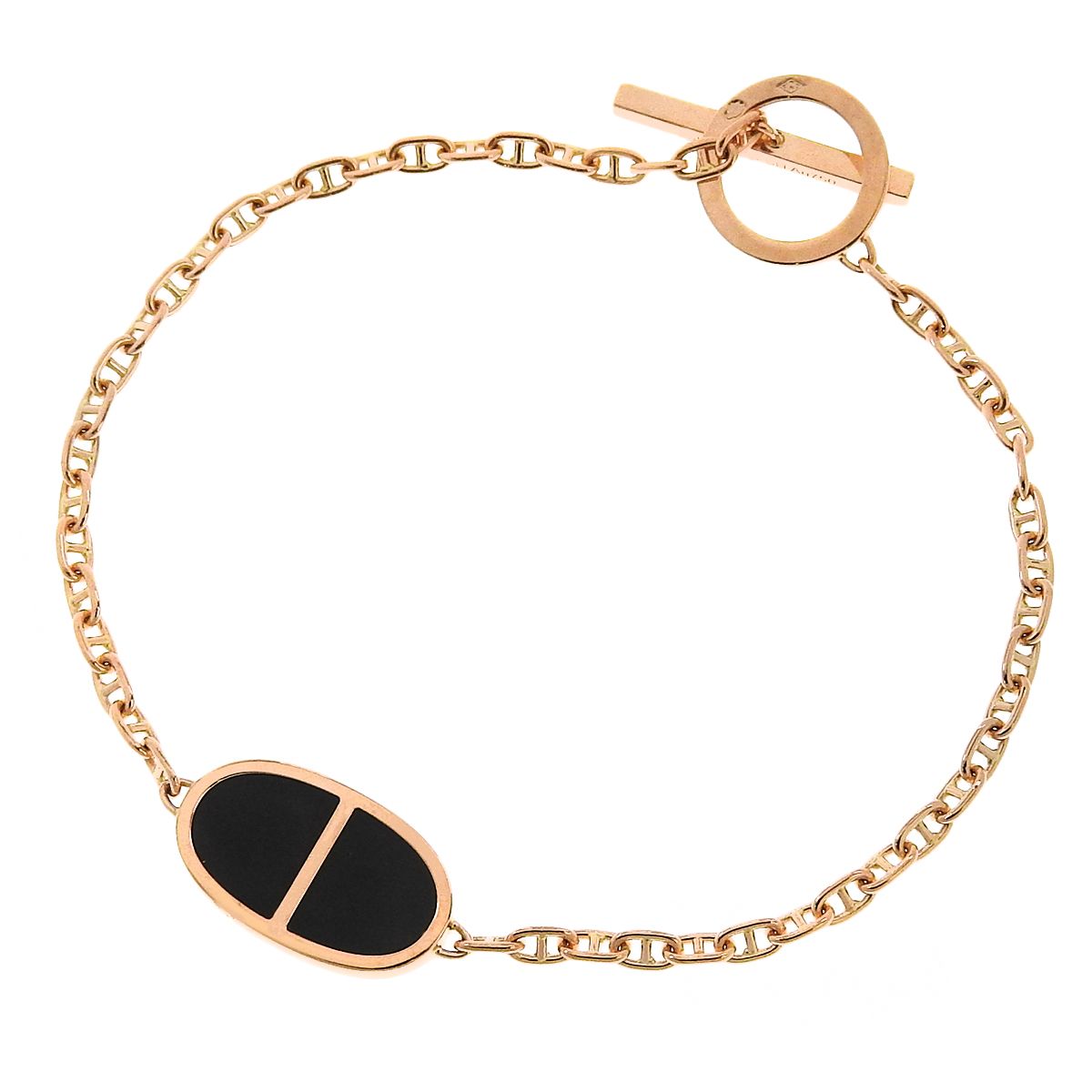 HERMES(エルメス) シェーヌ ダンクル ヴェルソ ブレスレット ピンクゴールド K18PG セラミック CE 6.6g ブレスレット アクセサリー ジュエリー ピンクゴールド ブラック黒 レディース 40802203160【中古】【アラモード】