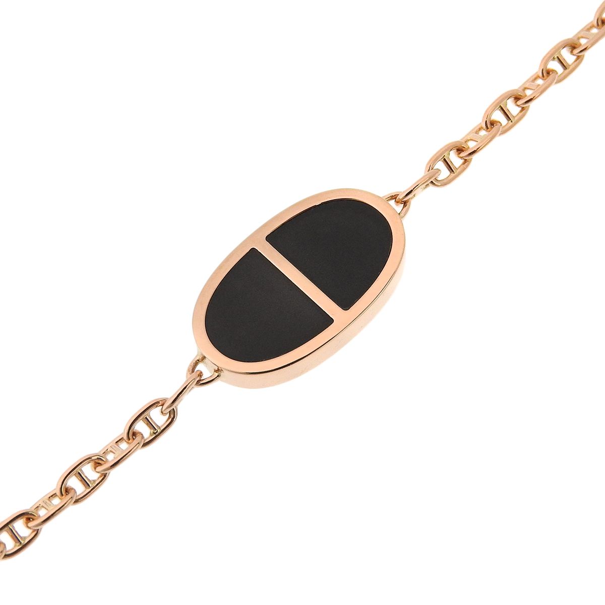HERMES(エルメス) シェーヌ ダンクル ヴェルソ ブレスレット ピンクゴールド K18PG セラミック CE 6.6g ブレスレット アクセサリー ジュエリー ピンクゴールド ブラック黒 レディース 40802203160【中古】【アラモード】