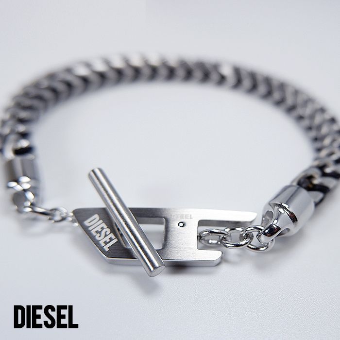 DIESEL ディーゼル ブレスレット シルバー×ブラック メンズ レディース ユニセックス アクセサリー プレゼント ギフト DX1540040