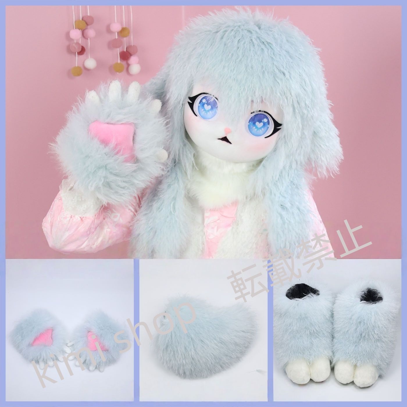 着ぐるみ ヘッドマスク手袋ブーツしっぽ4点セット アニマル 獣装ヘッドfursuit ファースーツ ケモノぐるみコスプレ 撮影用14
