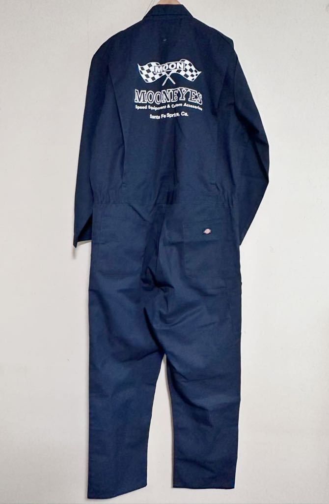 未使用 MOON EYES ムーンアイズ x Dickies ディッキーズ 長袖 つなぎ ツナギ カバーオール ダーク ネイビー XL 48611