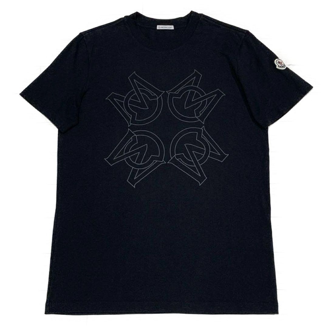 モンクレール　ロゴプリント　Sワッペン　ブラック　Tシャツ　5S725