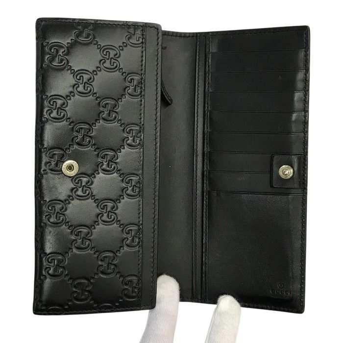 【現行 未使用保管】グッチ　ドリアン　二つ折り財布　シマレザー　GG柄　ブラック GUCCI グッチ GGシグネチャー DORIAN 長財布 メンズ 2つ折り レザー